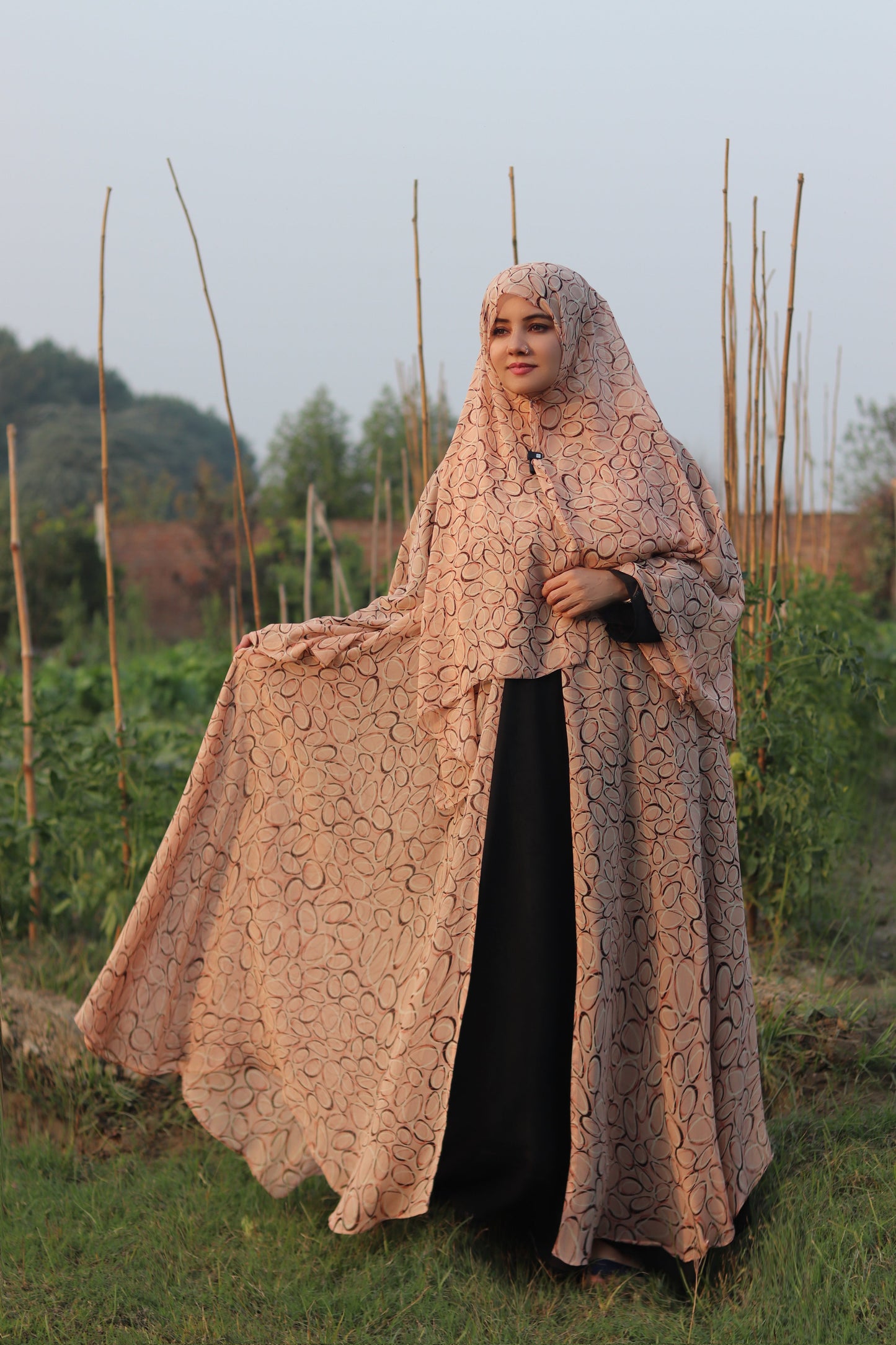 Printed Double Layer Abaya - Haya by Rabi
