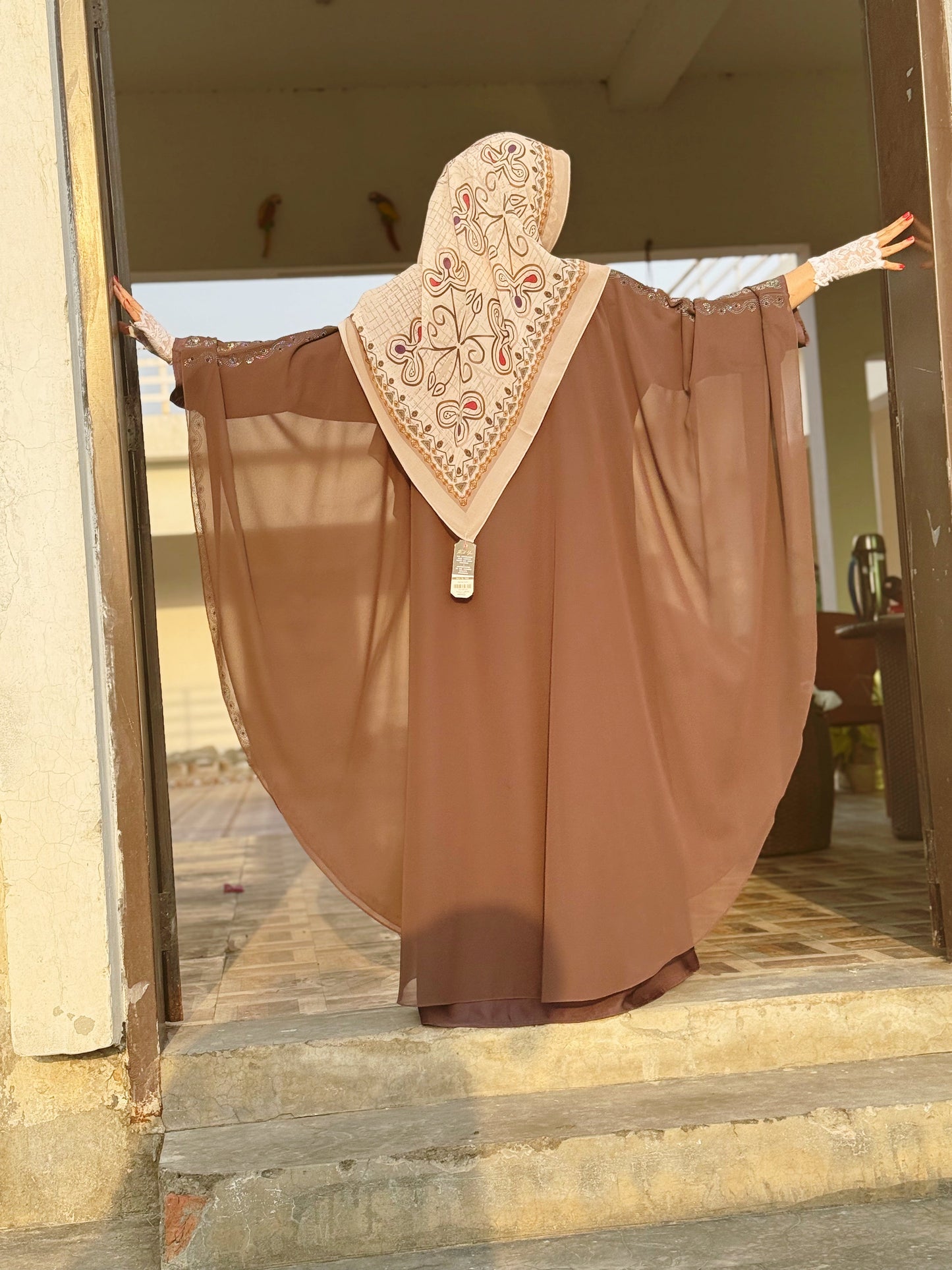 Luxury Maroon Kaftan Abaya with DMC Stone Work – Formal Glamour by Haya by Rabi