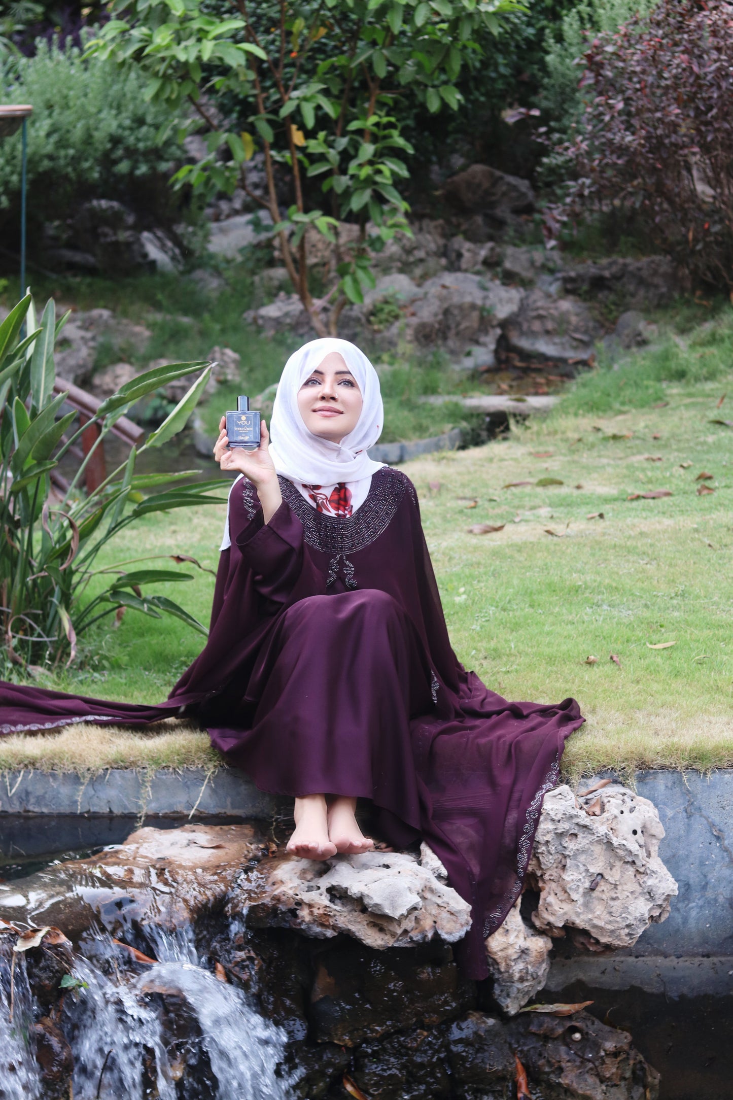 Luxury Maroon Kaftan Abaya with DMC Stone Work – Formal Glamour by Haya by Rabi